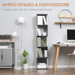 HOMCOM Libreria Moderna Salvaspazio A 5 Ripiani In Legno, 33x28x161cm, Grigio E Bianco 9 HOMCOM Libreria Moderna Salvaspazio A 5 Ripiani In Legno, 33x28x161cm, Grigio E Bianco -Negozio al dettaglio VIDAXL || HOMCOM || Songmics 77066539 5