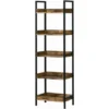 HOMCOM Libreria Stile Industriale A 5 Ripiani In Legno E Metallo, 48x30x155cm, Marrone Rustico