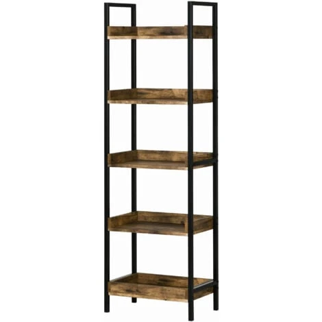 HOMCOM Libreria Stile Industriale A 5 Ripiani In Legno E Metallo, 48x30x155cm, Marrone Rustico 1 HOMCOM Libreria Stile Industriale A 5 Ripiani In Legno E Metallo, 48x30x155cm, Marrone Rustico