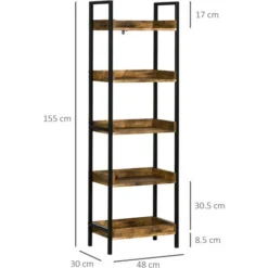 HOMCOM Libreria Stile Industriale A 5 Ripiani In Legno E Metallo, 48x30x155cm, Marrone Rustico 7 HOMCOM Libreria Stile Industriale A 5 Ripiani In Legno E Metallo, 48x30x155cm, Marrone Rustico -Negozio al dettaglio VIDAXL || HOMCOM || Songmics 77066738 3