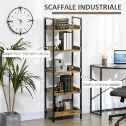 HOMCOM Libreria Stile Industriale A 5 Ripiani In Legno E Metallo, 48x30x155cm, Marrone Rustico 8 HOMCOM Libreria Stile Industriale A 5 Ripiani In Legno E Metallo, 48x30x155cm, Marrone Rustico -Negozio al dettaglio VIDAXL || HOMCOM || Songmics 77066738 4