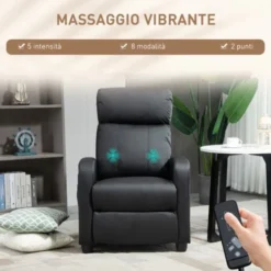 HOMCOM Poltrona Relax Massaggiante Con Telecomando E 8 Programmi, Reclinazione E Poggiapiedi, 68x88x98cm, Nero -Negozio al dettaglio VIDAXL || HOMCOM || Songmics 77067173 4