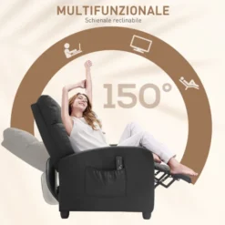 HOMCOM Poltrona Relax Massaggiante Con Telecomando E 8 Programmi, Reclinazione E Poggiapiedi, 68x88x98cm, Nero -Negozio al dettaglio VIDAXL || HOMCOM || Songmics 77067173 5
