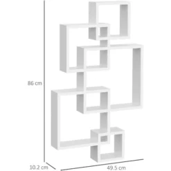 HOMCOM Libreria Moderna Sospesa Con 5 Cubi Intrecciati In Legno, 49.5x10.2x86cm, Bianco -Negozio al dettaglio VIDAXL || HOMCOM || Songmics 77067221 3