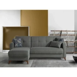 Divano Letto Ad Angolo Dallas In Tessuto Colore Grigio Grigio