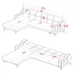 Divano Letto Ad Angolo Dallas In Tessuto Colore Grigio Grigio -Negozio al dettaglio VIDAXL || HOMCOM || Songmics 77486435 5