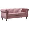 Divano Chesterfield 3 Posti In Velluto Rosa Antico - TRUMBO