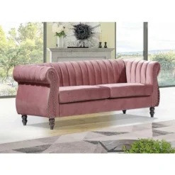 Divano Chesterfield 3 Posti In Velluto Rosa Antico - TRUMBO 5 Divano Chesterfield 3 Posti In Velluto Rosa Antico - TRUMBO -Negozio al dettaglio VIDAXL || HOMCOM || Songmics 77706213 3