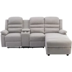 Divano Relax In Tessuto Beige - Angolo A Destra - MACEDONIA -Negozio al dettaglio VIDAXL || HOMCOM || Songmics 78272849 3