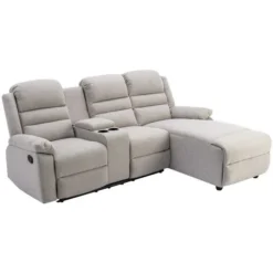 Divano Relax In Tessuto Beige - Angolo A Destra - MACEDONIA -Negozio al dettaglio VIDAXL || HOMCOM || Songmics 78272849 4