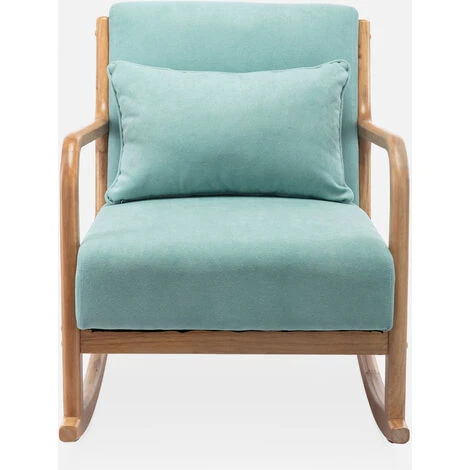 Sedia A Dondolo Di Design In Legno E Tessuto, 1 Posto, Sedia A Dondolo Scandinava, Verde Acqua 5 Sedia A Dondolo Di Design In Legno E Tessuto, 1 Posto, Sedia A Dondolo Scandinava, Verde Acqua - immagine 5