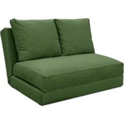 EVERGREENWEB - Divano Letto 2 Posti Futon - Divano Letto Tatami Allungabile - Divano Da Pavimento Regolabile Con 2 Comodi Cuscini - Divano Letto Materasso Piazza E Mezzo Colore Verde | Hoshi