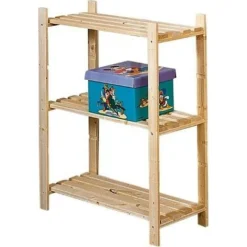 SCAFFALE IN LEGNO DI PINO NATURALE 3 RIPIANI 65X30X92,2H