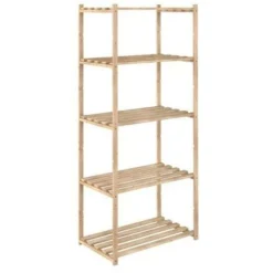 SCAFFALE IN LEGNO DI PINO NATURALE 5 RIPIANI 65X40X171H
