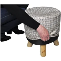Sgabello Tondo Con Piedi In Legno, Pouf Poggiapiedi Mod. Nemo -Negozio al dettaglio VIDAXL || HOMCOM || Songmics 79196123 3