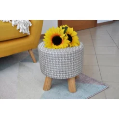 Sgabello Tondo Con Piedi In Legno, Pouf Poggiapiedi Mod. Nemo -Negozio al dettaglio VIDAXL || HOMCOM || Songmics 79196123 5
