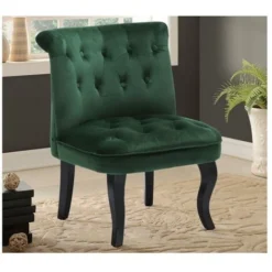 Poltrona Crapaud In Velluto Verde Scuro - MELOSIA -Negozio al dettaglio VIDAXL || HOMCOM || Songmics 79357741 3