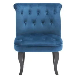 Poltrona Crapaud In Velluto Blu Notte - MELOSIA -Negozio al dettaglio VIDAXL || HOMCOM || Songmics 79357745 3