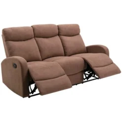 Divano 3 Posti Relax In Tessuto Marrone - EVELYN -Negozio al dettaglio VIDAXL || HOMCOM || Songmics 79946297 3