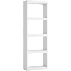 Skraut Home - Libreria TOTEM - 5 Ripiani - Scaffale Moderna - Portaoggetti Stabile - Per Soggiorno - Sala Da Pranzo - Ufficio - Colore Bianco Opaco 181 X 60 X 25 Cm