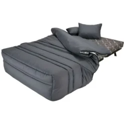 Divano Letto BZ Con Chiusura Assistita 140 X 190 Cm 100% Cotone Grigio - CANYON II -Negozio al dettaglio VIDAXL || HOMCOM || Songmics 80591368 3