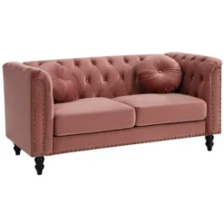 Divano 2 Posti In Velluto Rosa Antico - TURNER