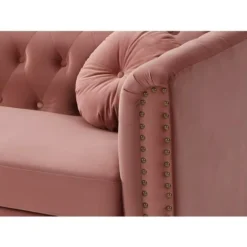 Divano 2 Posti In Velluto Rosa Antico - TURNER -Negozio al dettaglio VIDAXL || HOMCOM || Songmics 80591396 5