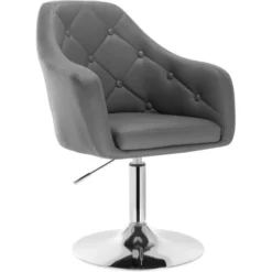 WOLTU Poltroncina Da Bar Sgabello Girevole Camera Da Letto Sedia Imbottita Moderna Grigio