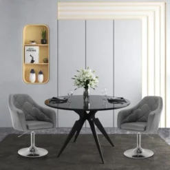 WOLTU Poltroncina Da Bar Sgabello Girevole Camera Da Letto Sedia Imbottita Moderna Grigio -Negozio al dettaglio VIDAXL || HOMCOM || Songmics 80878716 4