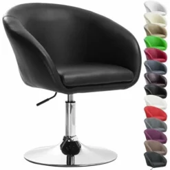 WOLTU Poltroncina Cucina Sgabello Bar Poltrona Girevole Imbottito Moderno Nero