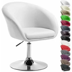 WOLTU Poltroncina Cucina Sgabello Bar Poltrona Girevole Imbottito Moderno Bianco