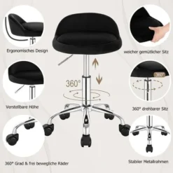 WOLTU Sedia Da Ufficio Ergonomica Scrivania Sedia Da Lavoro Girevole In Velluto Nero -Negozio al dettaglio VIDAXL || HOMCOM || Songmics 80879232 4