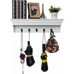 WOLTU Mensole Da Muro Scaffale Parete Con 5 Ganci Libreria Legno Barocco Opaco -Negozio al dettaglio VIDAXL || HOMCOM || Songmics 80879336 3