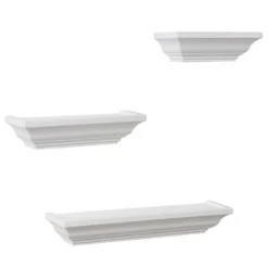 WOLTU Set Di 3 Mensole In Legno Sospesi Da Parete Decorativi Colore Bianco