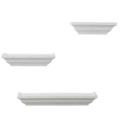 WOLTU Set Di 3 Mensole In Legno Sospesi Da Parete Decorativi Colore Bianco -Negozio al dettaglio VIDAXL || HOMCOM || Songmics 80879353 3