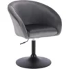 WOLTU Poltroncina Cucina Lounge Sala Pranzo Bar Velluto Girevole Imbottito Sedia Grigio Scuro