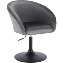 WOLTU Poltroncina Cucina Lounge Sala Pranzo Bar Velluto Girevole Imbottito Sedia Grigio Scuro