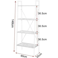 WOLTU Scaffale A Scala Libreria Portaoggetti In Legno Acciaio Con 4 Ripiani Nero+faggio -Negozio al dettaglio VIDAXL || HOMCOM || Songmics 80879527 3