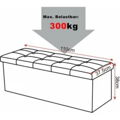 WOLTU Pouf Contenitore Pieghevole Cassapanca Scarpiera Poggiapiedi 110 Cm Marrone -Negozio al dettaglio VIDAXL || HOMCOM || Songmics 80879694 4