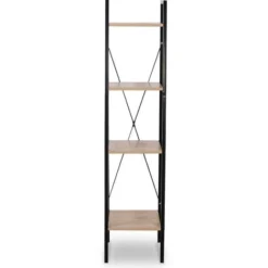 WOLTU Scaffale Angolo 4 Ripiani Per Studio Ufficio Mensole In Legno Porta Piante Legno+Nero