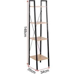 WOLTU Scaffale Angolo 4 Ripiani Per Studio Ufficio Mensole In Legno Porta Piante Legno+Nero -Negozio al dettaglio VIDAXL || HOMCOM || Songmics 80879702 3