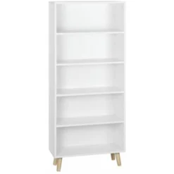 WOLTU Libreria Moderna Cemento 5 Ripiani Soggiorno Ufficio Autoportante Bianco