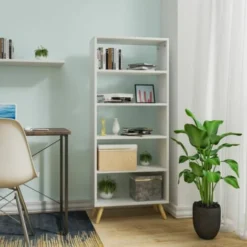 WOLTU Libreria Moderna Cemento 5 Ripiani Soggiorno Ufficio Autoportante Bianco -Negozio al dettaglio VIDAXL || HOMCOM || Songmics 80879797 3