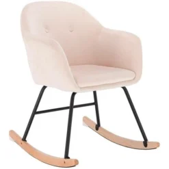 WOLTU Sedia A Dondolo Per Soggiorno Poltrona Relax Con Schienale Braccioli Crema