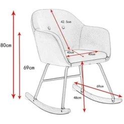 WOLTU Sedia A Dondolo Per Soggiorno Poltrona Relax Con Schienale Braccioli Crema -Negozio al dettaglio VIDAXL || HOMCOM || Songmics 80879934 3