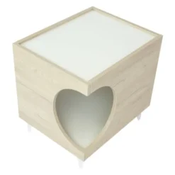 Skraut Home - Tavolino - Toelettatura Per Animali ELLIE - Tavolino Da Notte - Rovere/Bianco - Ingresso Laterale, 1 Porta - Casa Per Cani E Gatti, Per Lettiera - Soggiorno - Bagno