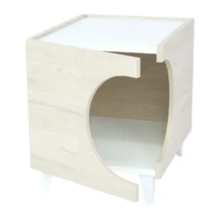 Skraut Home - Tavolino - Toelettatura Per Animali ELLIE - Tavolino Da Notte - Rovere/Bianco - Ingresso Laterale, 1 Porta - Casa Per Cani E Gatti, Per Lettiera - Soggiorno - Bagno -Negozio al dettaglio VIDAXL || HOMCOM || Songmics 80931474 3