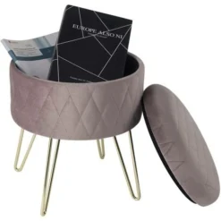 WOLTU Pouf Poggiapiedi Rimovibile Sgabello Stoccaggio Contenitore Velluto Rosa -Negozio al dettaglio VIDAXL || HOMCOM || Songmics 81034640 4