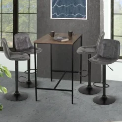 Set Di 4 Sgabelli Da Bar DENVER Grigio Vintage