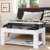 Tavolino Contemporaneo GEORGIA Con Piano In Legno Bianco E Grigio